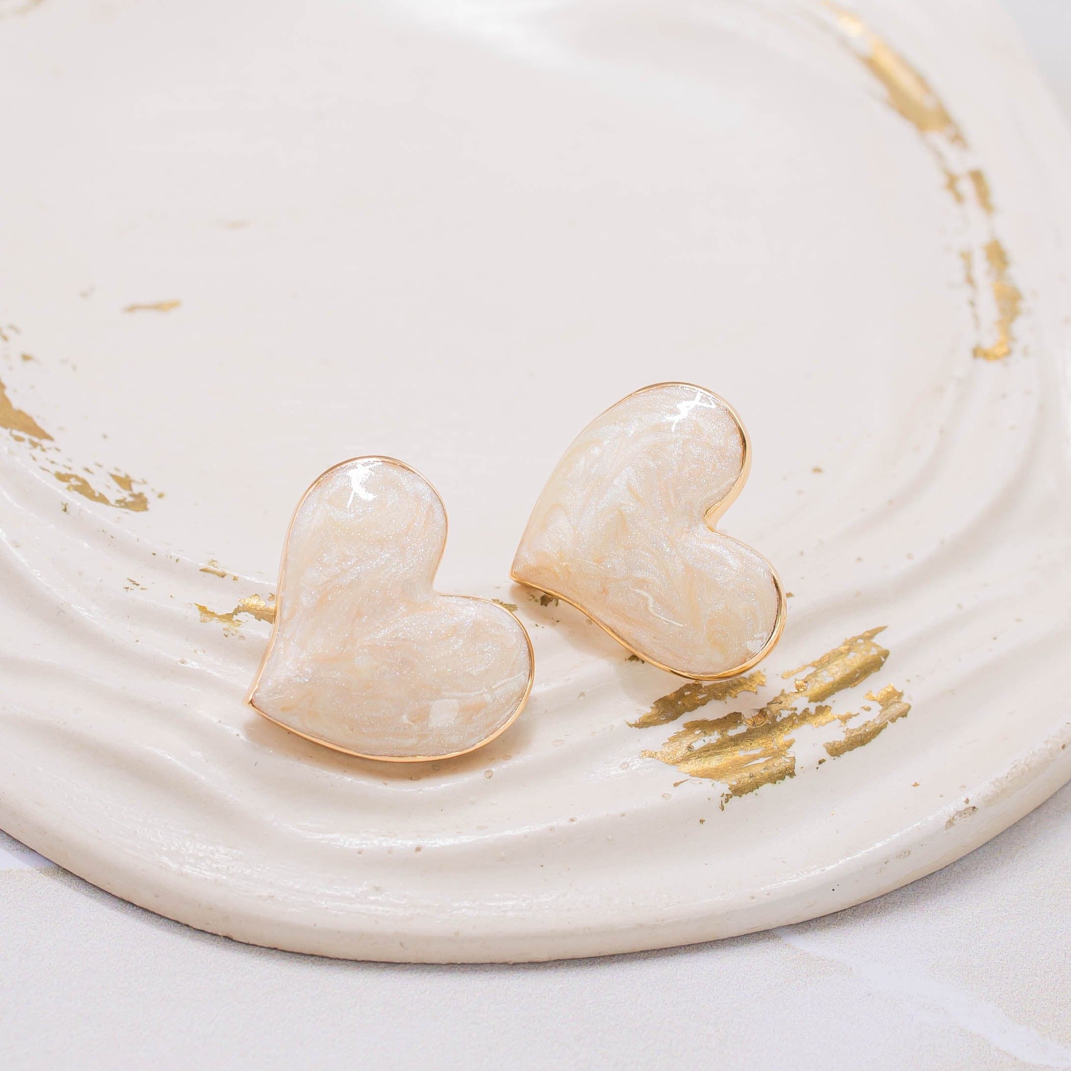 Arete maxi corazón perlado